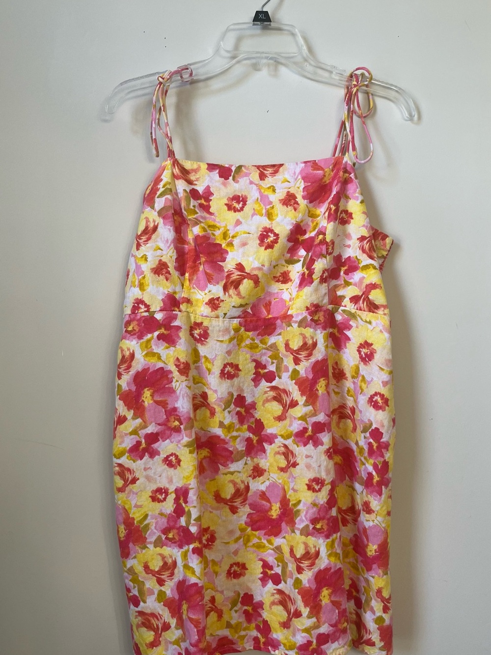 Old Navy Coral Pink, Yellow & White Floral Smocked Mini Sundress